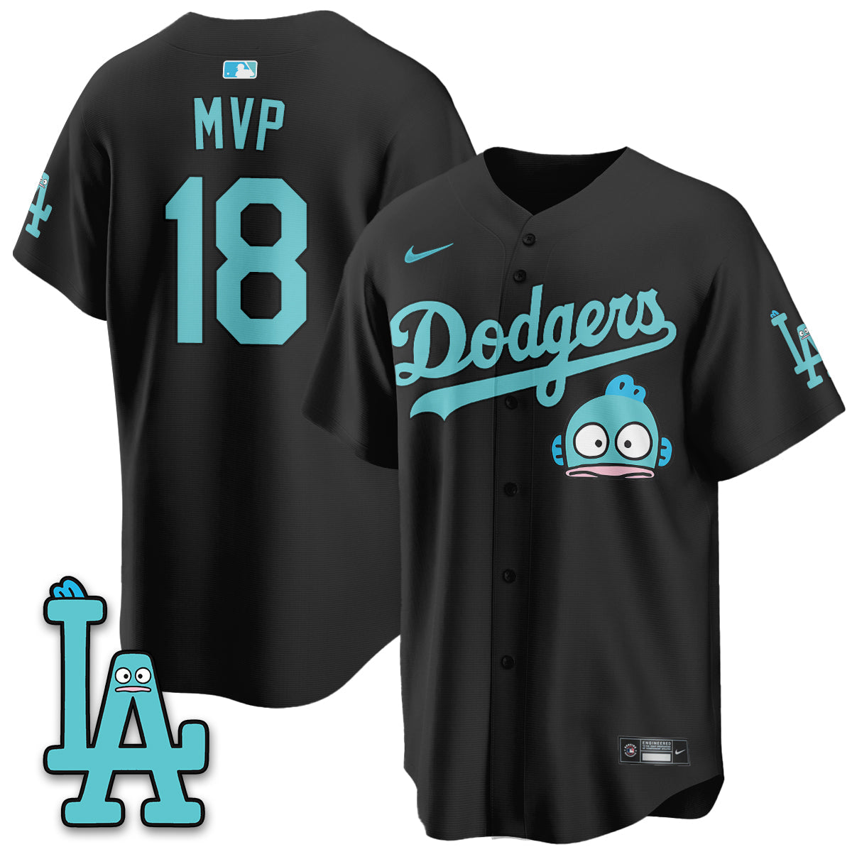 Los Angeles Dodgers x Hangyodon Edition Vapor Jersey- Stitched-Cuztomshoes