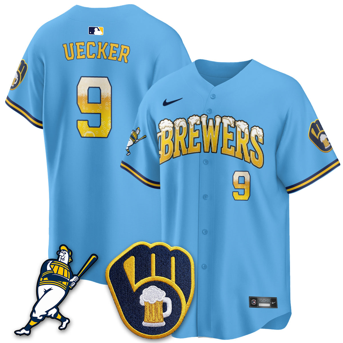Milwaukee Brewers "Pitcher & Pint" Edition Vapor Limited Jersey - Stitched-Cuztomshoes