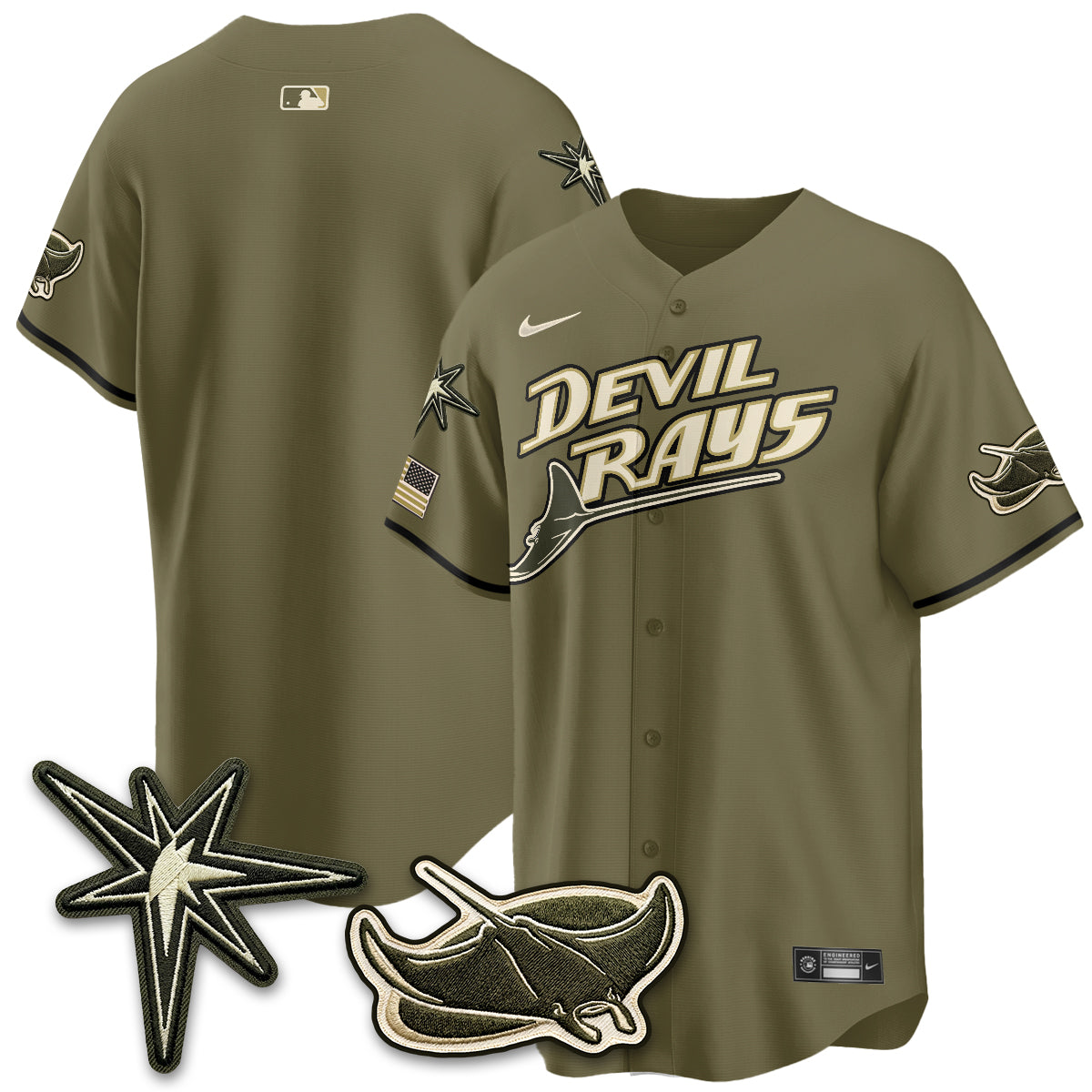 Tampa Bay Rays New Era Olive 2026 Armed Forces Day Jersey - Stitched