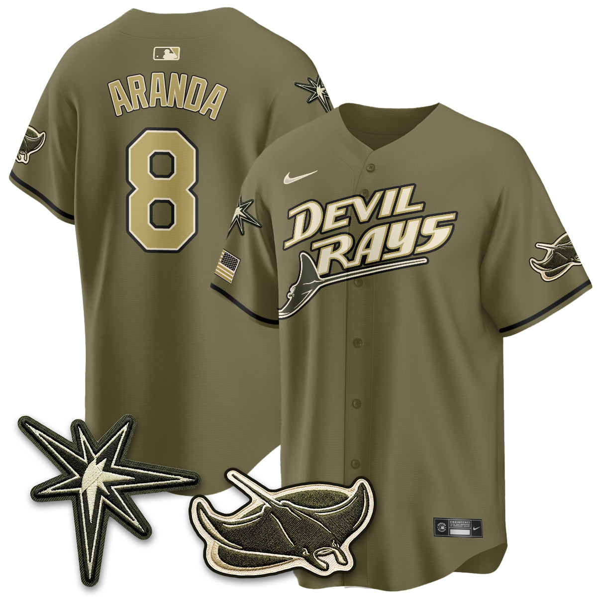 Tampa Bay Rays New Era Olive 2026 Armed Forces Day Jersey - Stitched