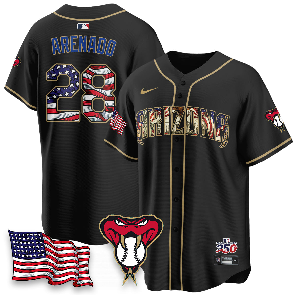 Arizona Diamonbacks 2026 Independence Day USA Vapor Limited Jersey - Stitched-Cuztomshoes