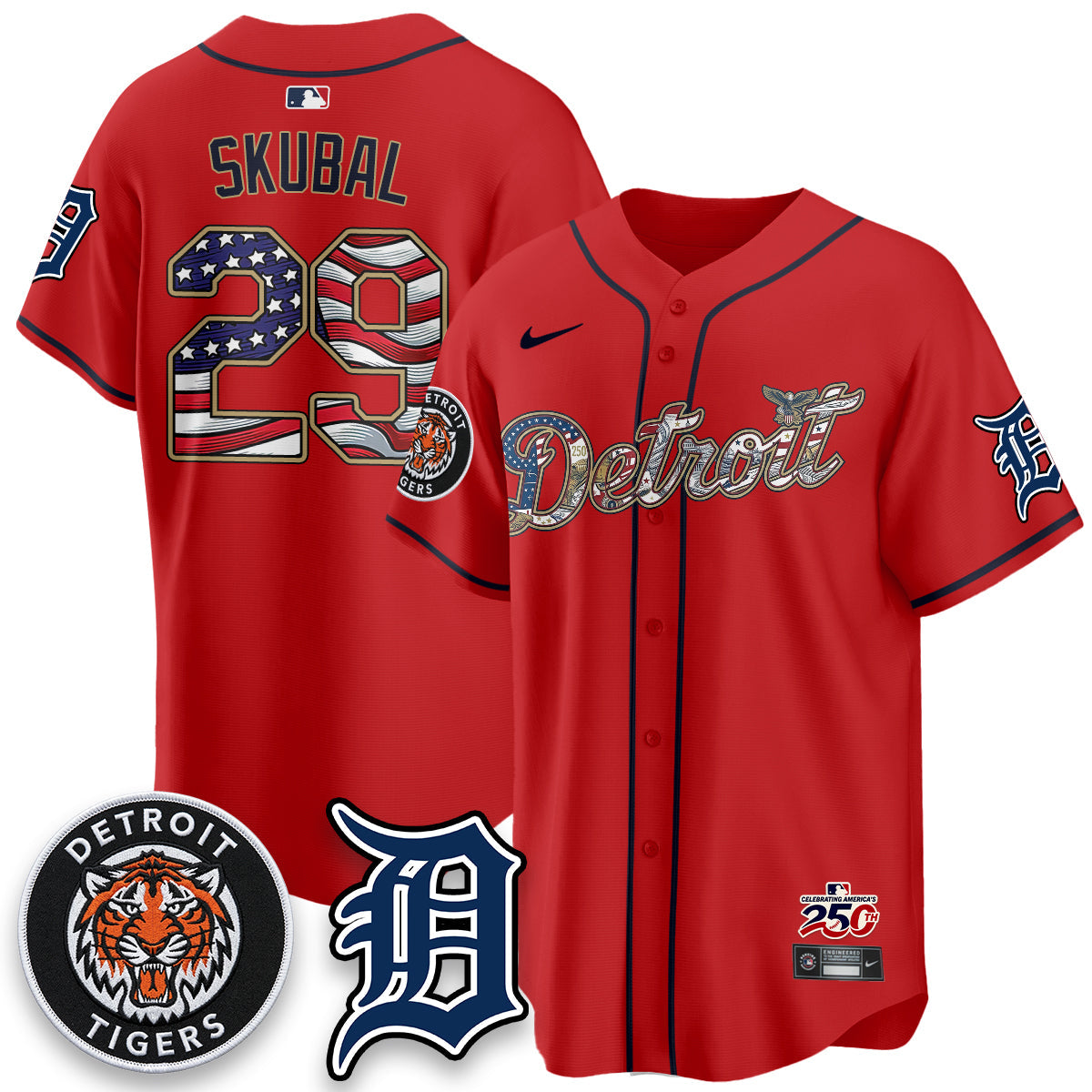 Detroit Tigers 2026 Independence Day USA Vapor Limited Jersey - Stitched