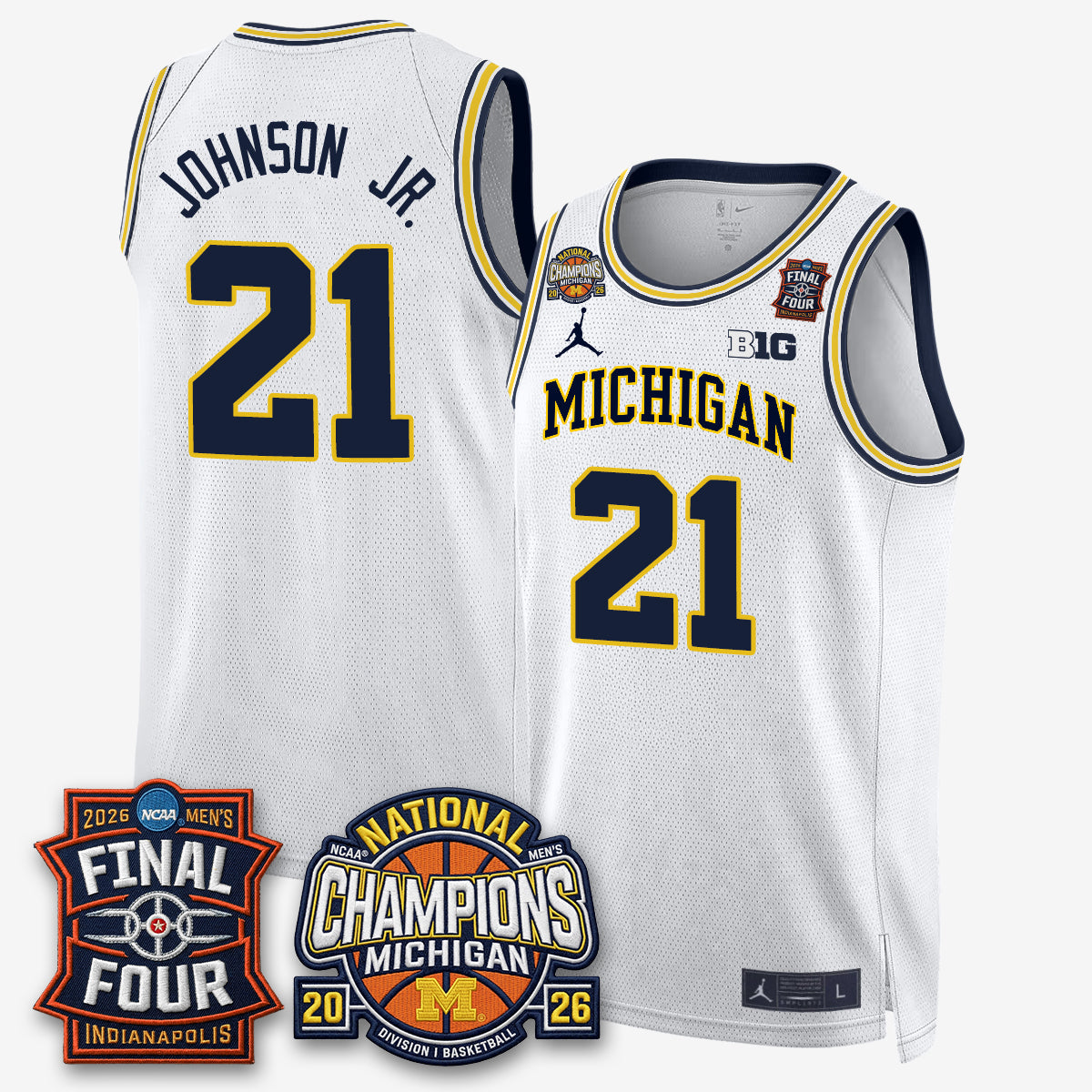 Michigan Wolverines Men's Basketball National Champions Big Text Limited Vapor Jersey - Stitched-Cuztomshoes