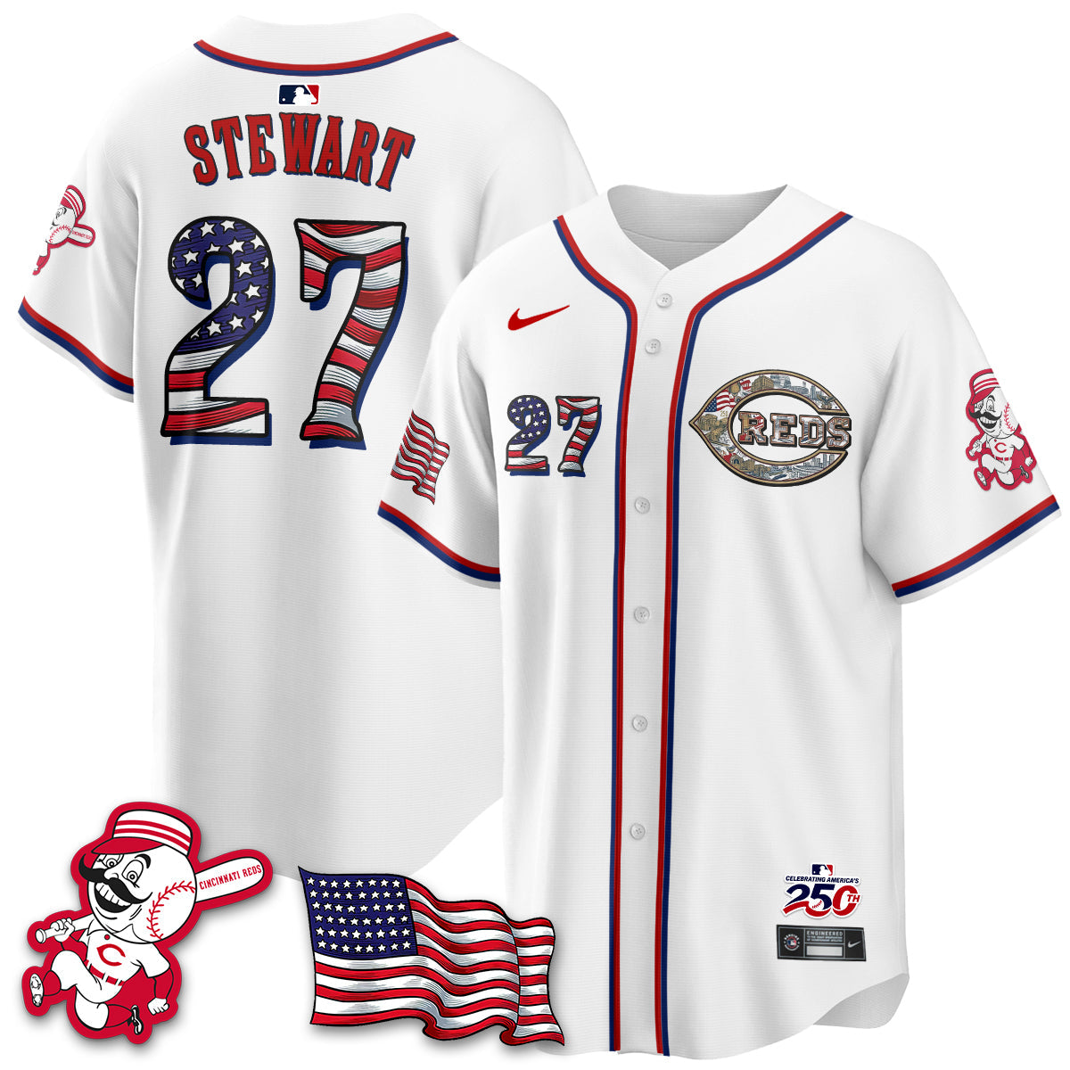 Cincinnati Reds 2026 Independence Day USA Vapor Limited Jersey - Stitched