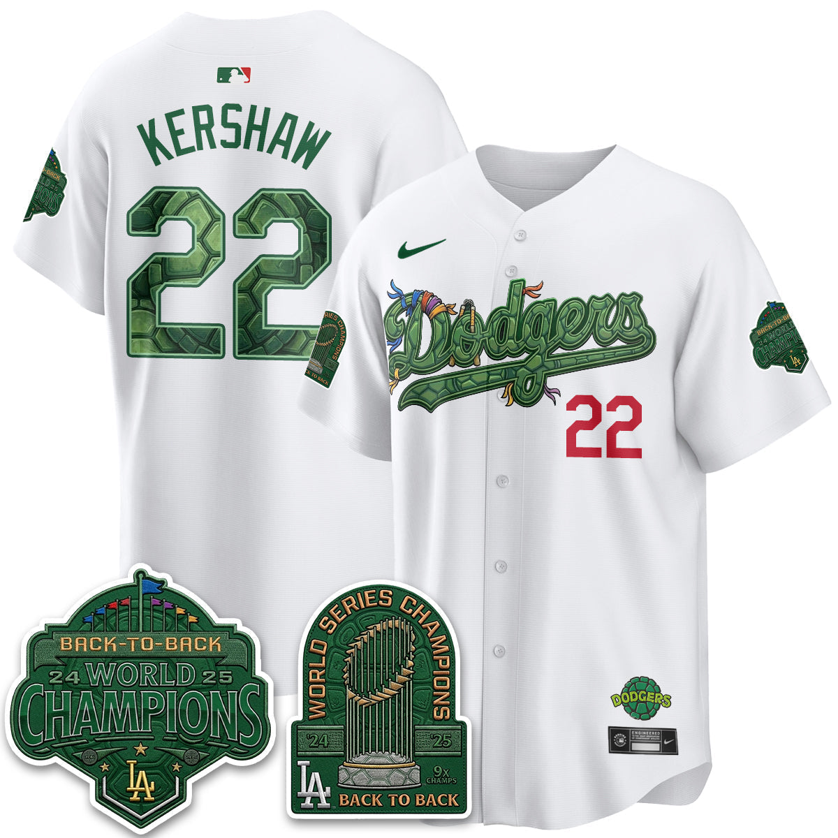Los Angeles Dodgers x TMNT 2026 Vapor Jersey - Stitched-Cuztomshoes