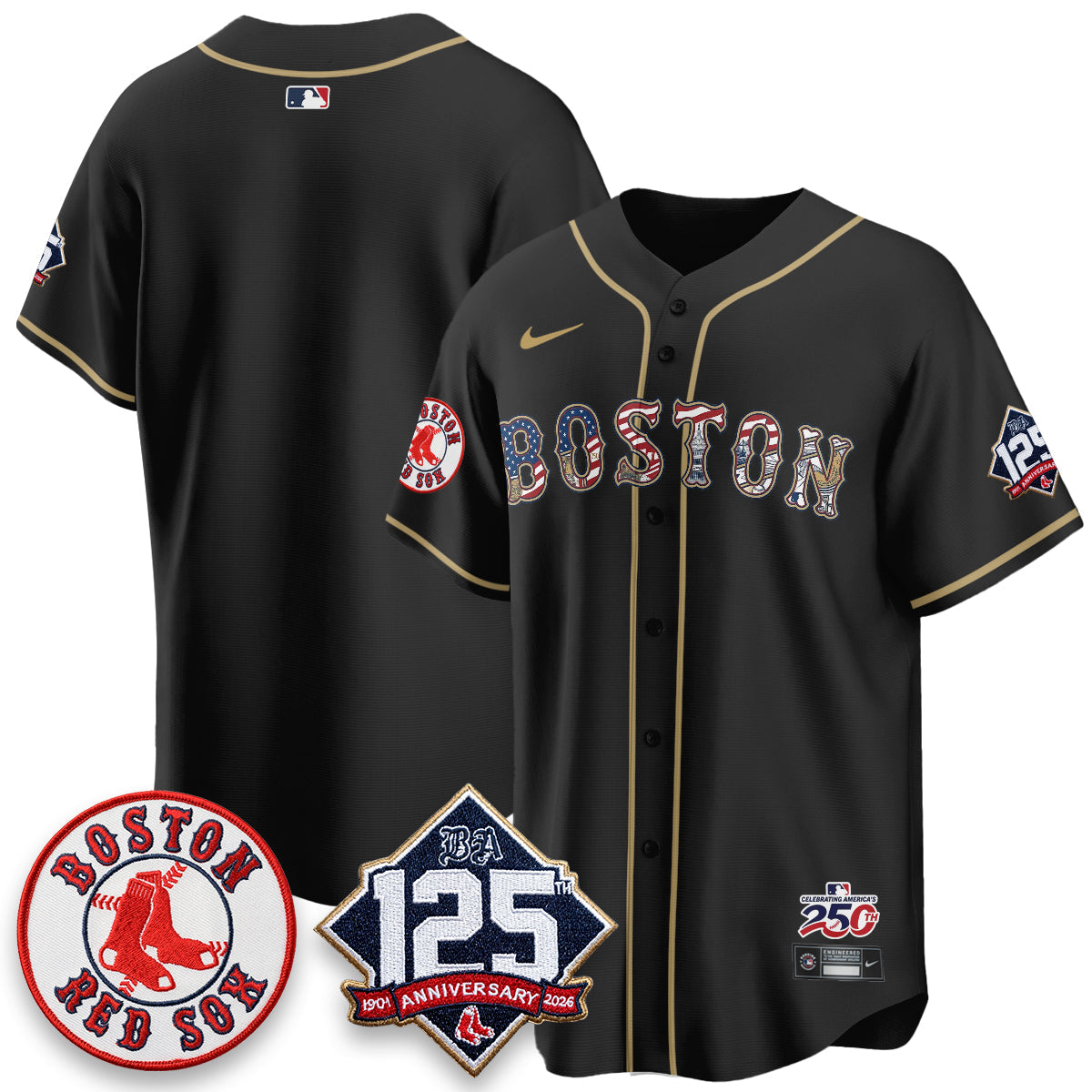 Boston Red Sox 2026 Independence Day USA Vapor Limited Jersey - Stitched-Cuztomshoes