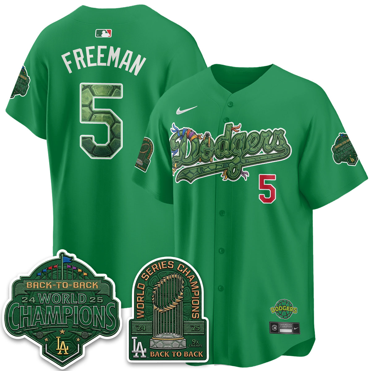 Los Angeles Dodgers x TMNT 2026 Vapor Jersey - Stitched-Cuztomshoes