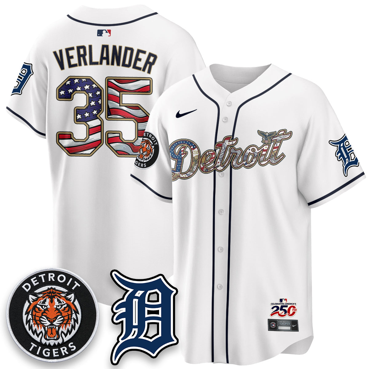Detroit Tigers 2026 Independence Day USA Vapor Limited Jersey - Stitched