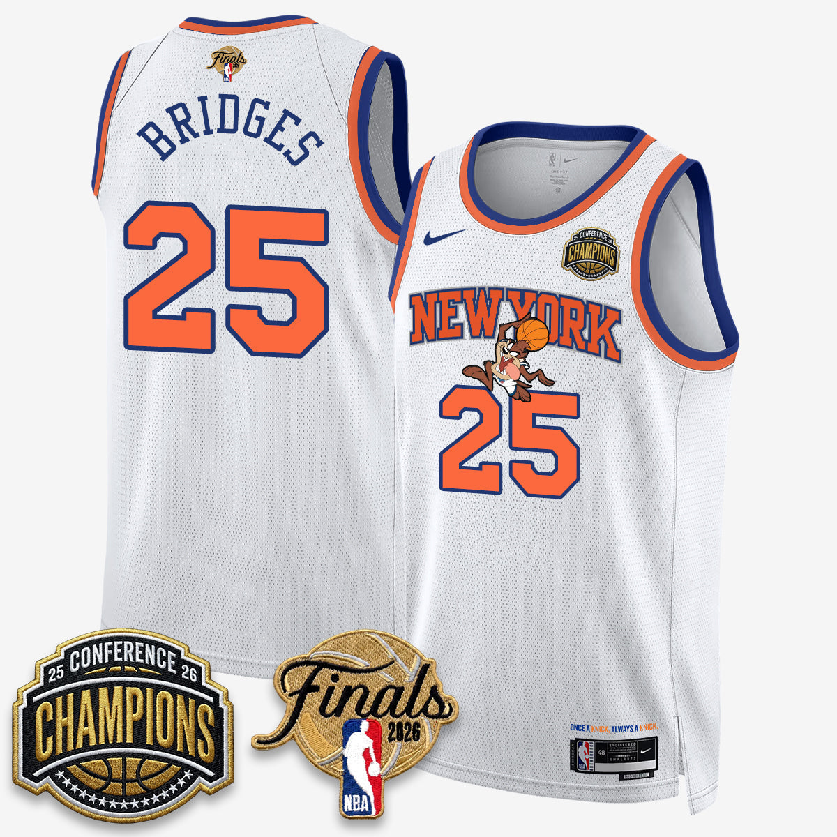 New York Knicks 2026 Basketball Eastern Conference Champions x Looney Tunes Vapor Jersey V2- Stitched-Cuztomshoes