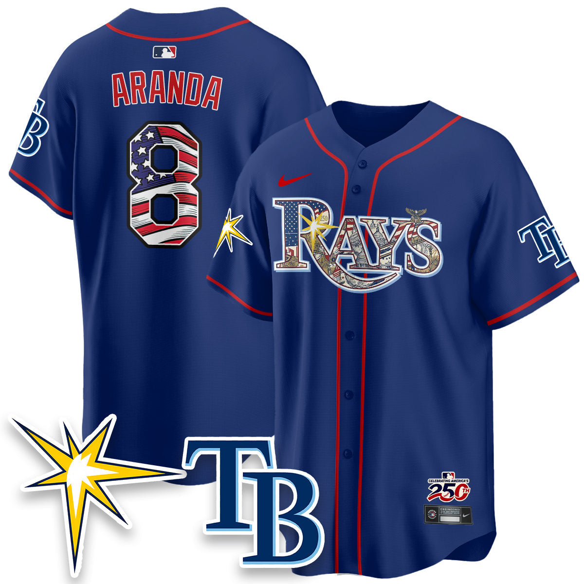 Tampa Bay Rays 2026 Independence Day USA Vapor Limited Jersey - Stitched