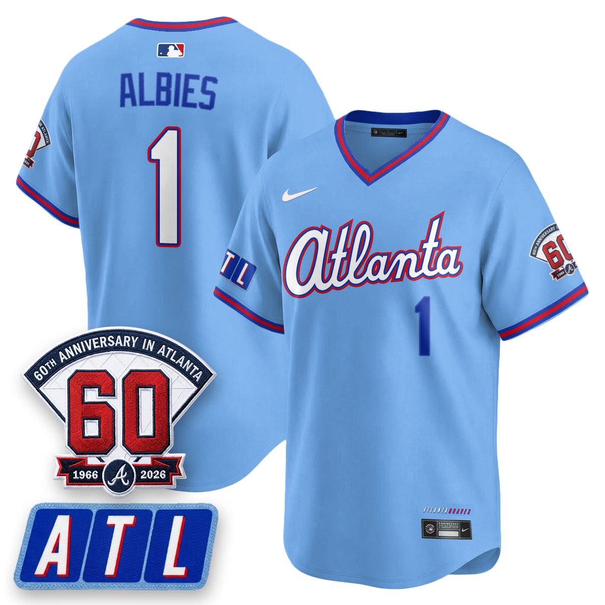 Atlanta Braves 2026 City Connect - 60th Anniversary in Atlanta Patch Vapor Limited Jersey - Stitched