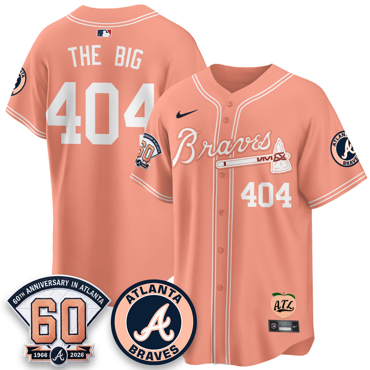 Atlanta Braves 60th Anniversary Peach Edition Vapor Premier Limited Jersey - Stitched
