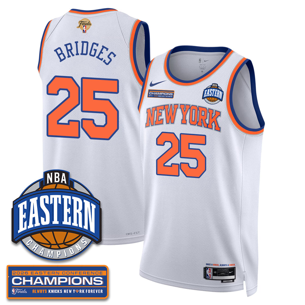 New York Knicks 2026 Basketball Eastern Conference Champions Vapor Jersey - Stitched-Cuztomshoes