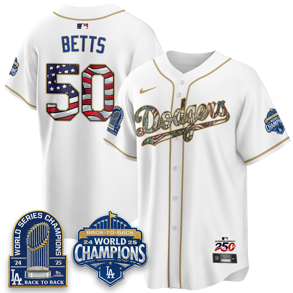Los Angeles Dodgers 2026 Independence Day USA Vapor Limited Jersey - Stitched-Cuztomshoes