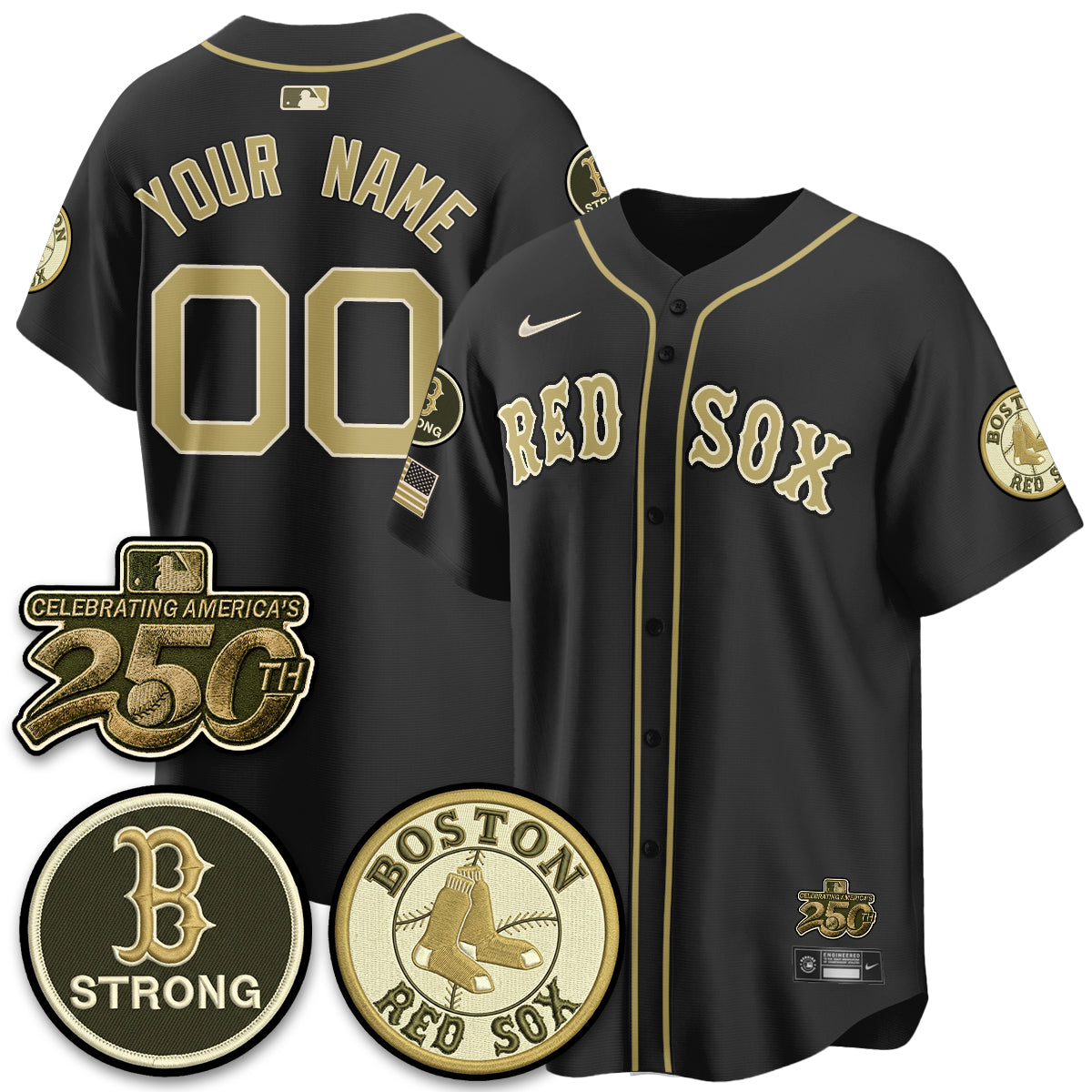 Boston Red Sox 2026 Armed Forces Day Custom Jersey V2 - Stitched