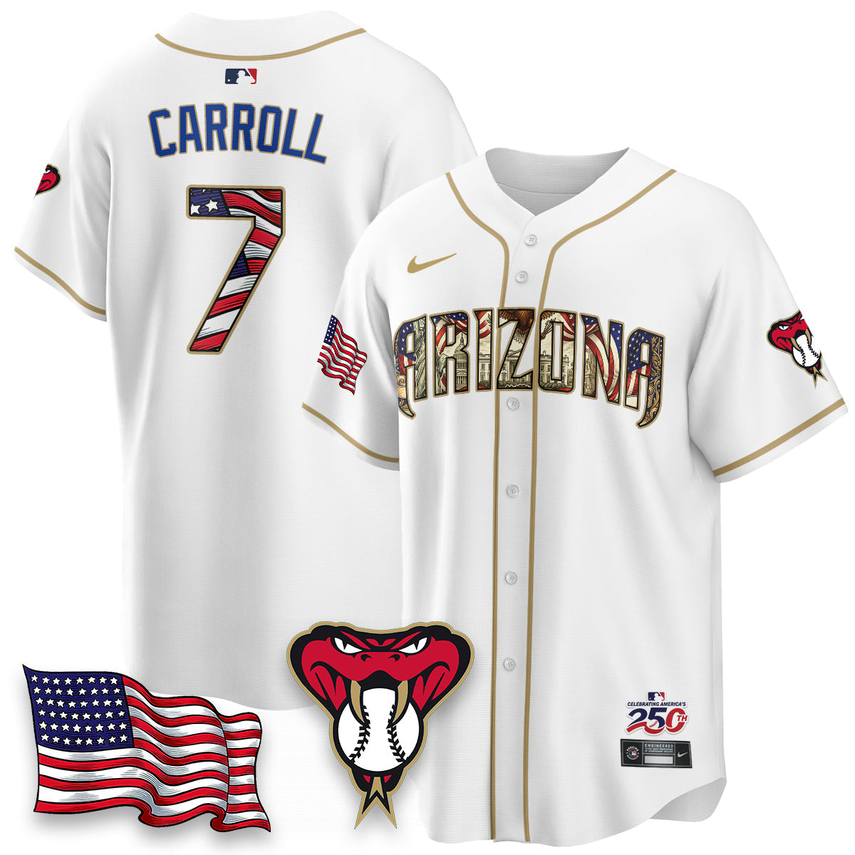 Arizona Diamonbacks 2026 Independence Day USA Vapor Limited Jersey - Stitched-Cuztomshoes