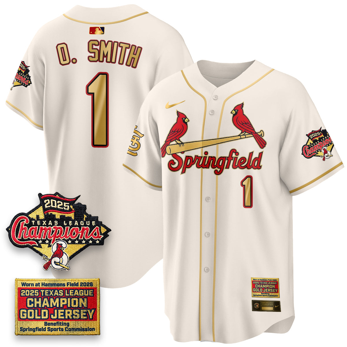 St. Louis Cardinals Springfield's Championship Gold Limited Jerseys - Stitched
