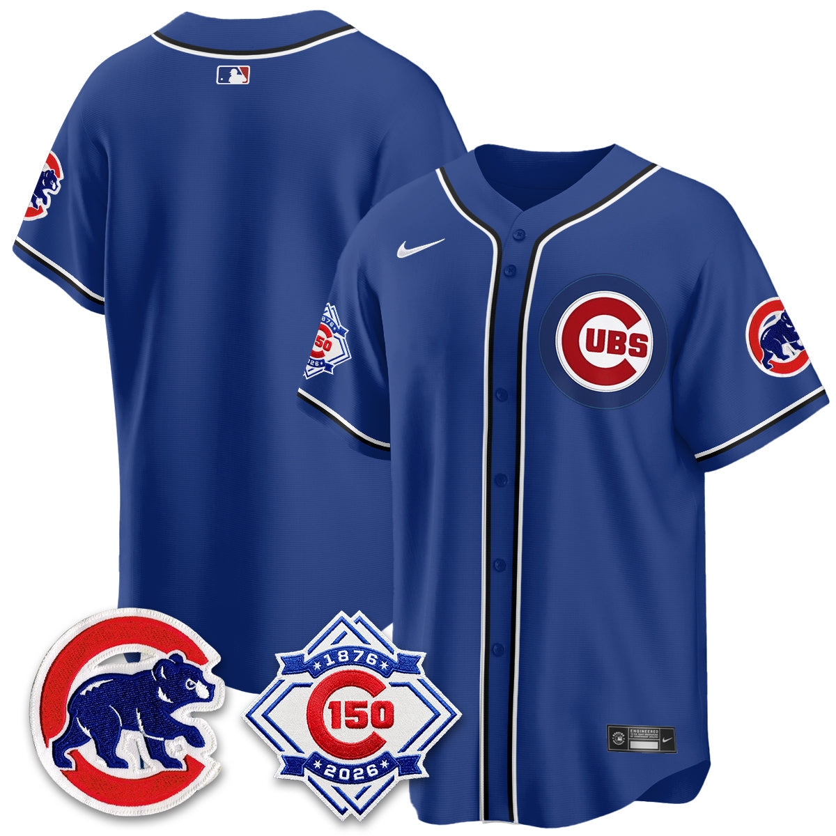 Chicago Cubs 150th Anniversary Black Out Style Vapor Premier Limited Jersey - Stitched