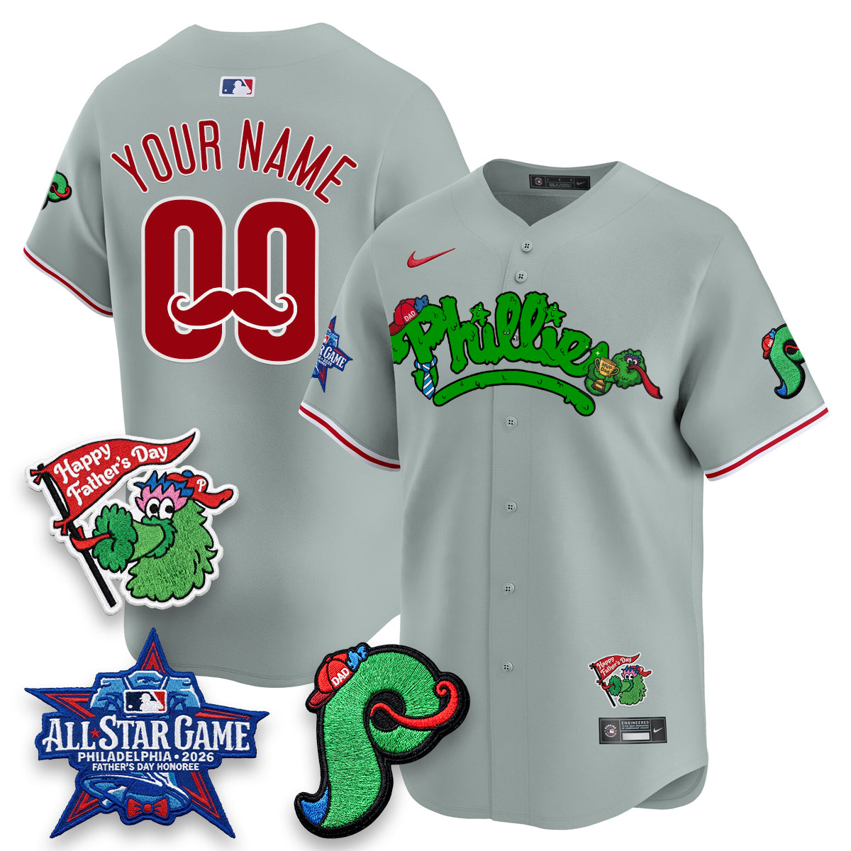Philadelphia Phillies Happy Father's Day Vapor Custom Jersey - Stitched