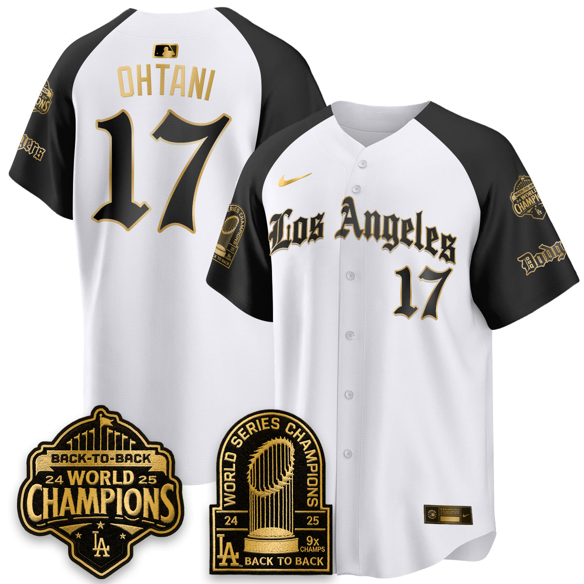 Los Angeles Dodgers WS Champions Back 2 Back Patch Vapor Premier Limited Gothic Edition Jersey - Stitched