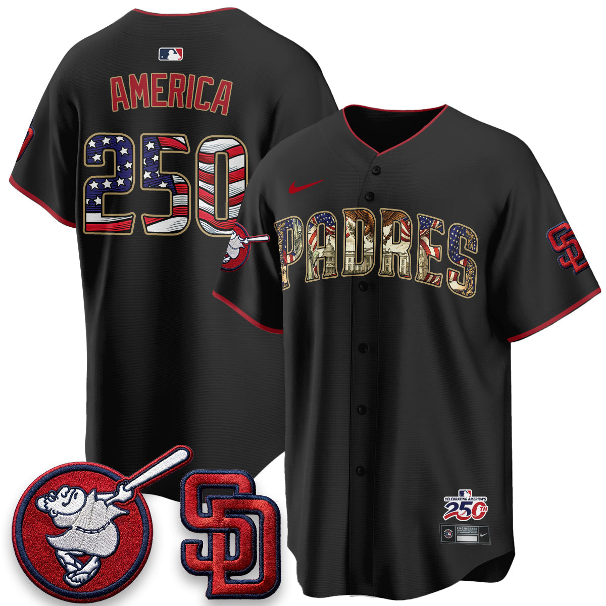 San Diego Padres 2026 Independence Day USA Vapor Limited Jersey - Stitched