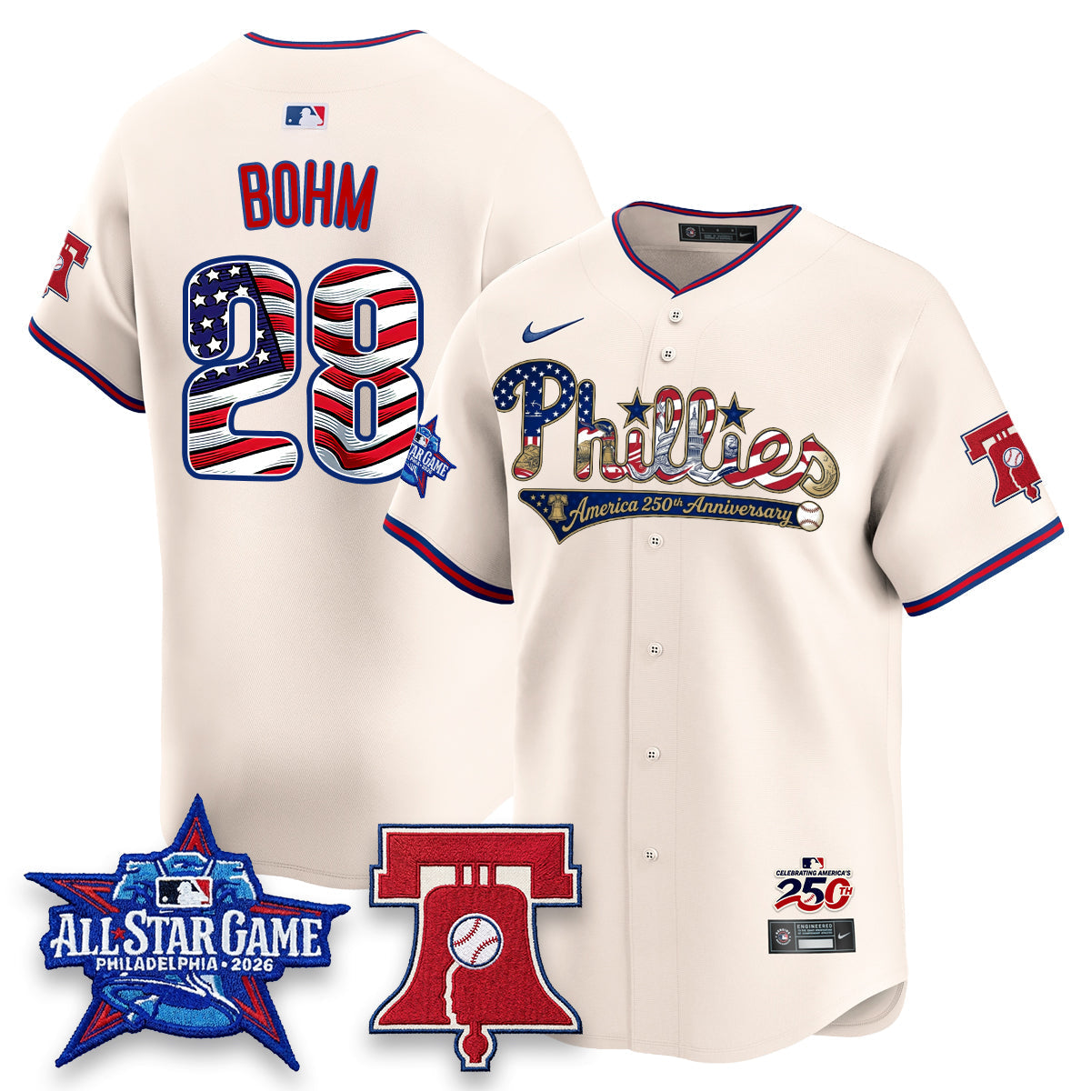Philadelphia Phillies 2026 Independence Day USA Vapor Limited Jersey - Stitched-Cuztomshoes
