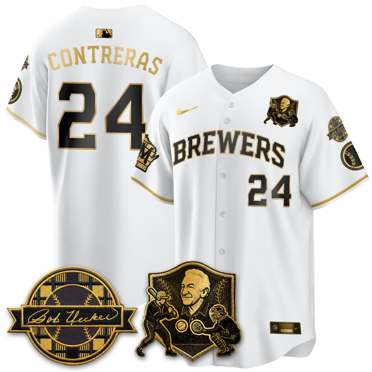Milwaukee Brewers Bob Uecker - 54 Seasons for Brewers' Vapor Limited Gold Jersey - Stitched