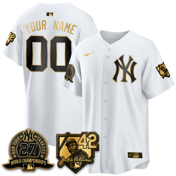 New York Yankees 2026 Jackie Robinson Day Vapor Limited Gold Edition Custom Jersey - Stitched