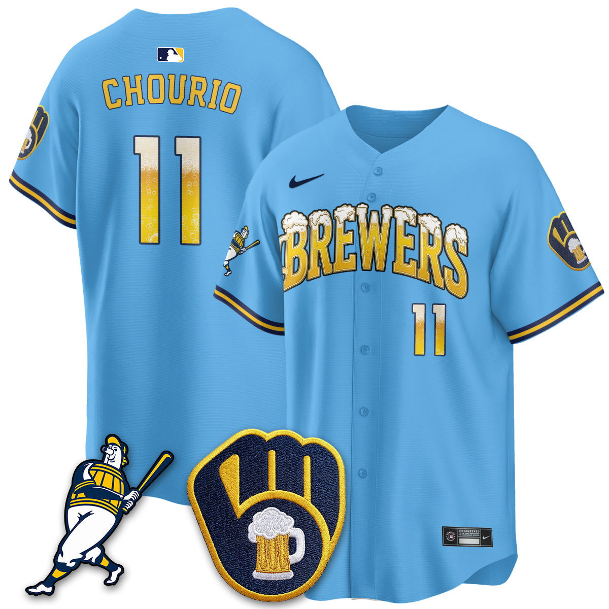 Milwaukee Brewers "Pitcher & Pint" Edition Vapor Limited Jersey - Stitched-Cuztomshoes