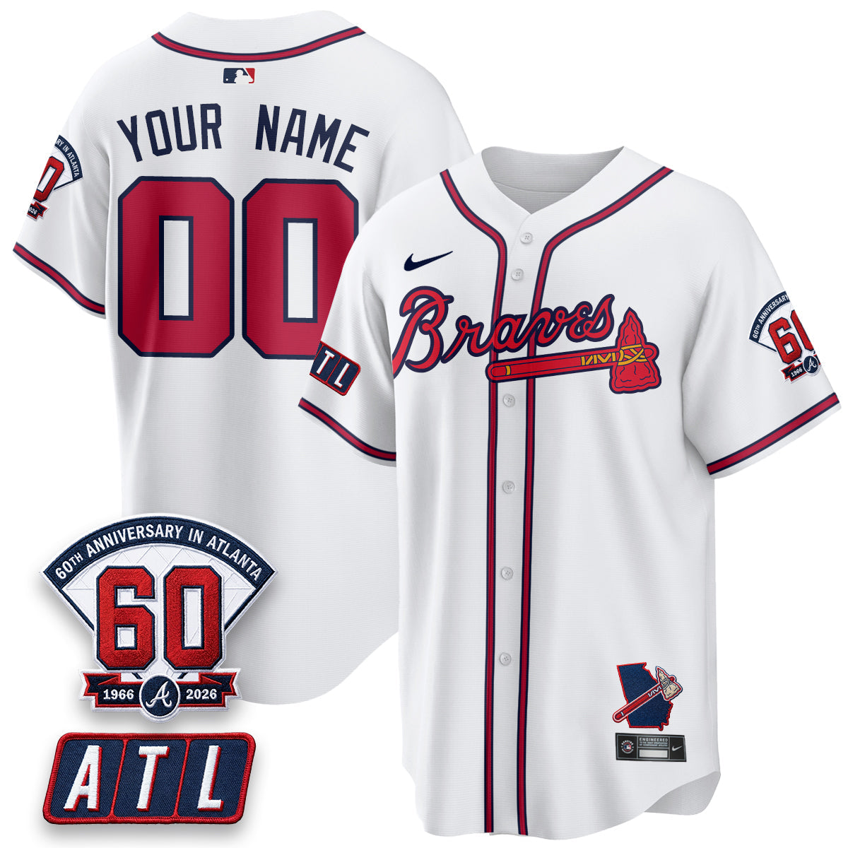 Atlanta Braves 2026 60th Anniversary Vapor Limited Custom Jersey - Stitched