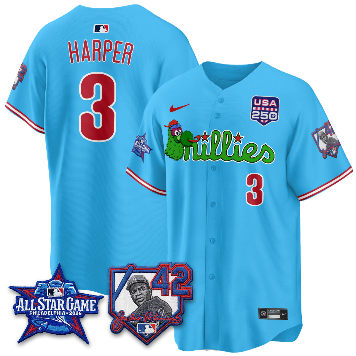 Philadelphia Phillies Phanatic 2026 New Era & 250th USA Vapor Limited Jersey - All Star Game - Stitched