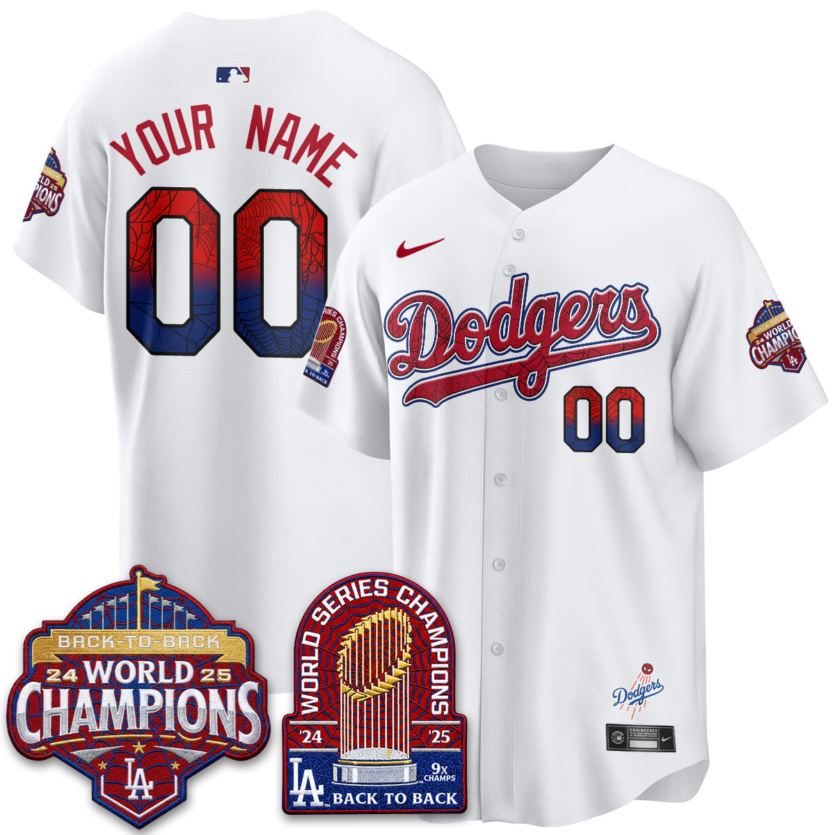 Los Angeles Dodgers x Web-Head 2026 Vapor Custom Jersey - Stitched-Cuztomshoes