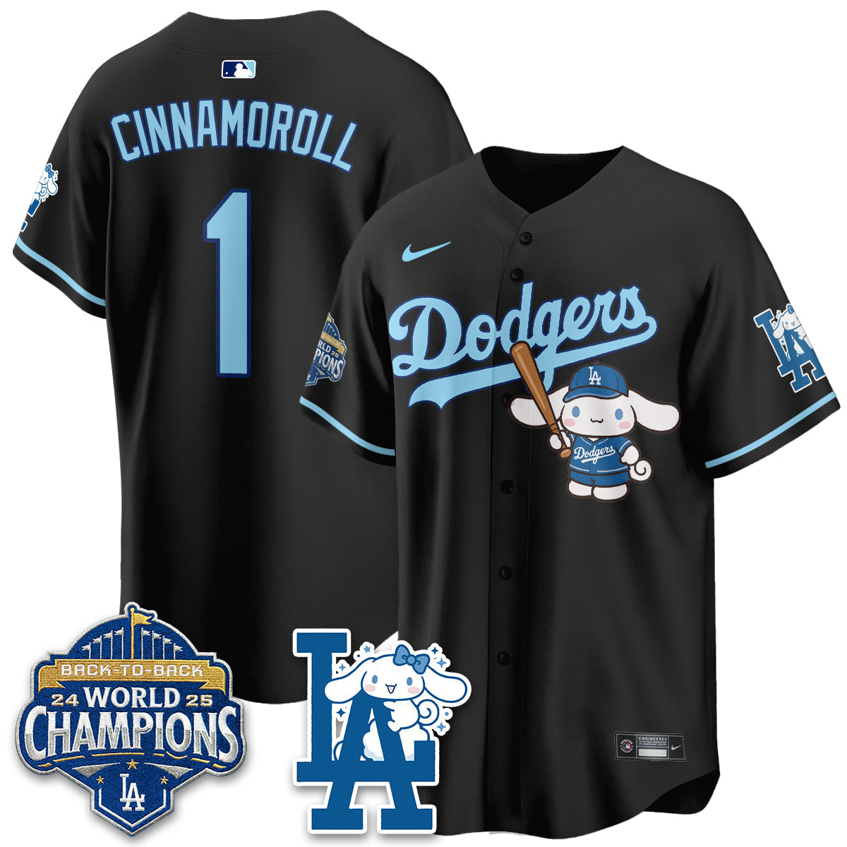 Los Angeles Dodgers Cinnamoroll Edition Vapor Jersey - Stitched-Cuztomshoes