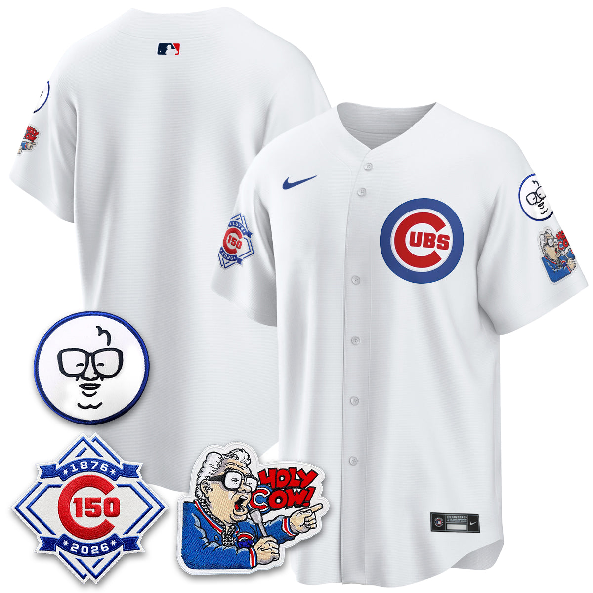 Chicago Cubs 150th Anniversary Harry Caray Holy Cow Vapor Premier Limited Jersey - Stitched V2-Cuztomshoes