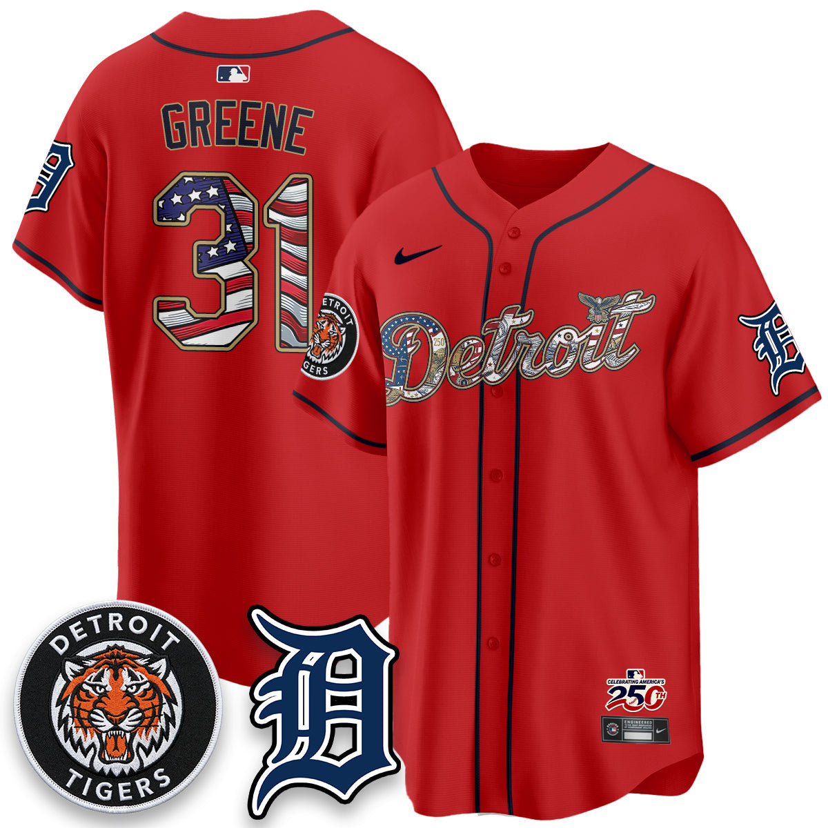Detroit Tigers 2026 Independence Day USA Vapor Limited Jersey - Stitched