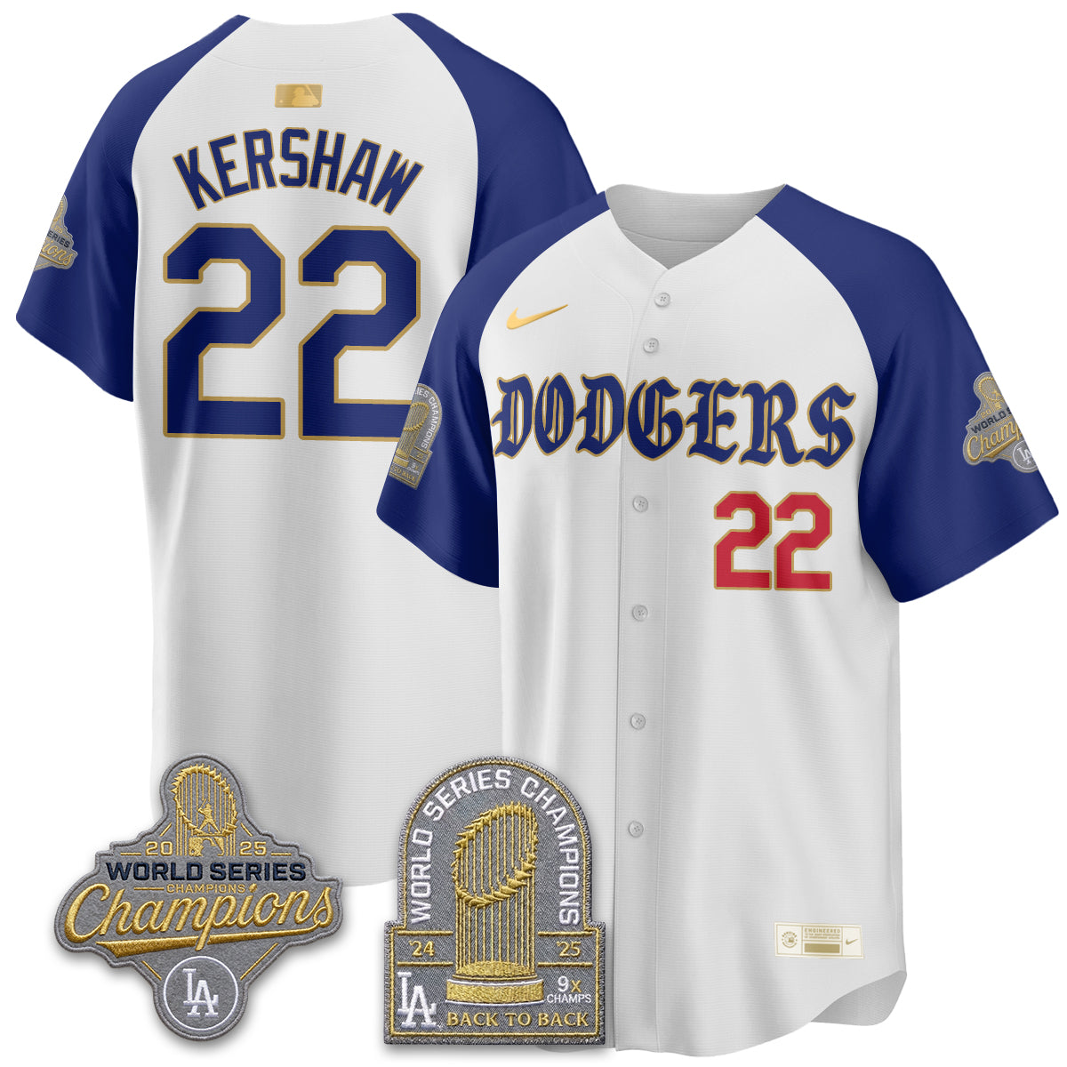 Los Angeles Dodgers Vapor Limited Jersey - Back to Back 9x Champs - Stitched-Cuztomshoes