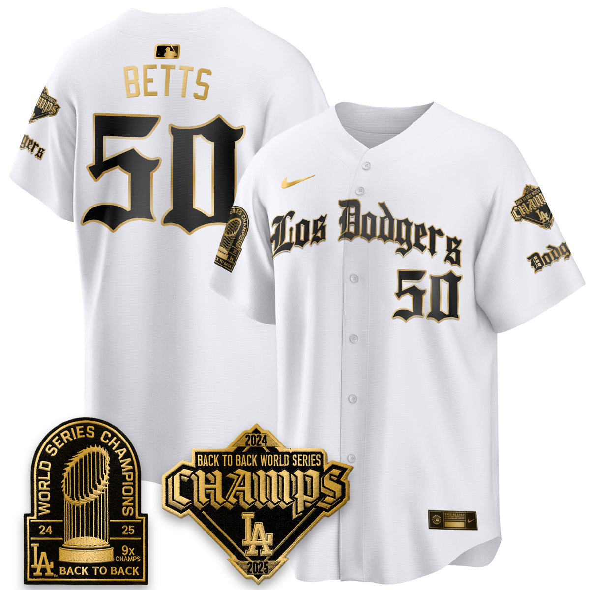 Los Angeles Dodgers World Series Champions B2B Patch Vapor Premier Limited Gothic Edition Jersey - Stitched-Cuztomshoes