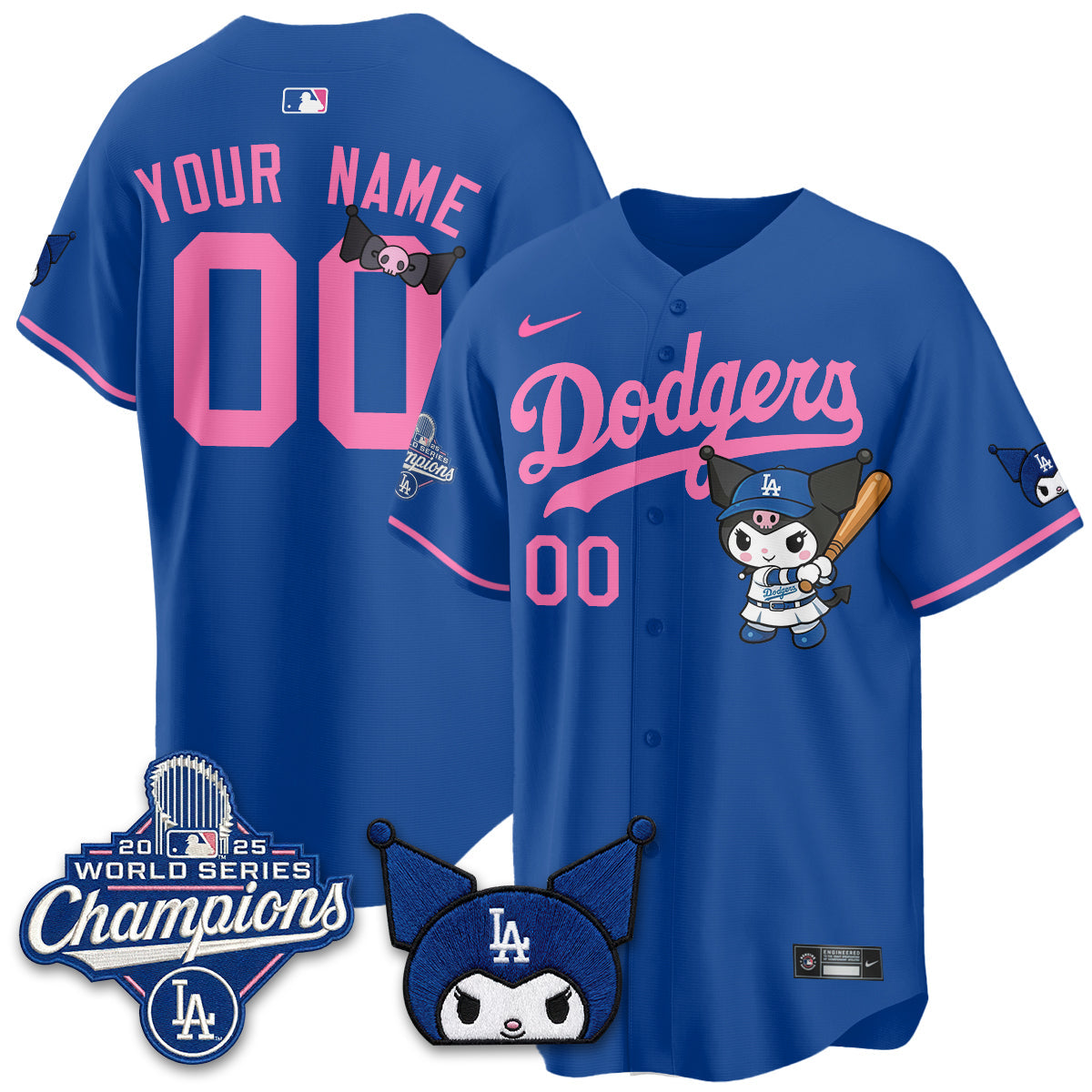Los Angeles Dodgers Kuromi Edition Vapor Custom Jersey - Stitched-Cuztomshoes