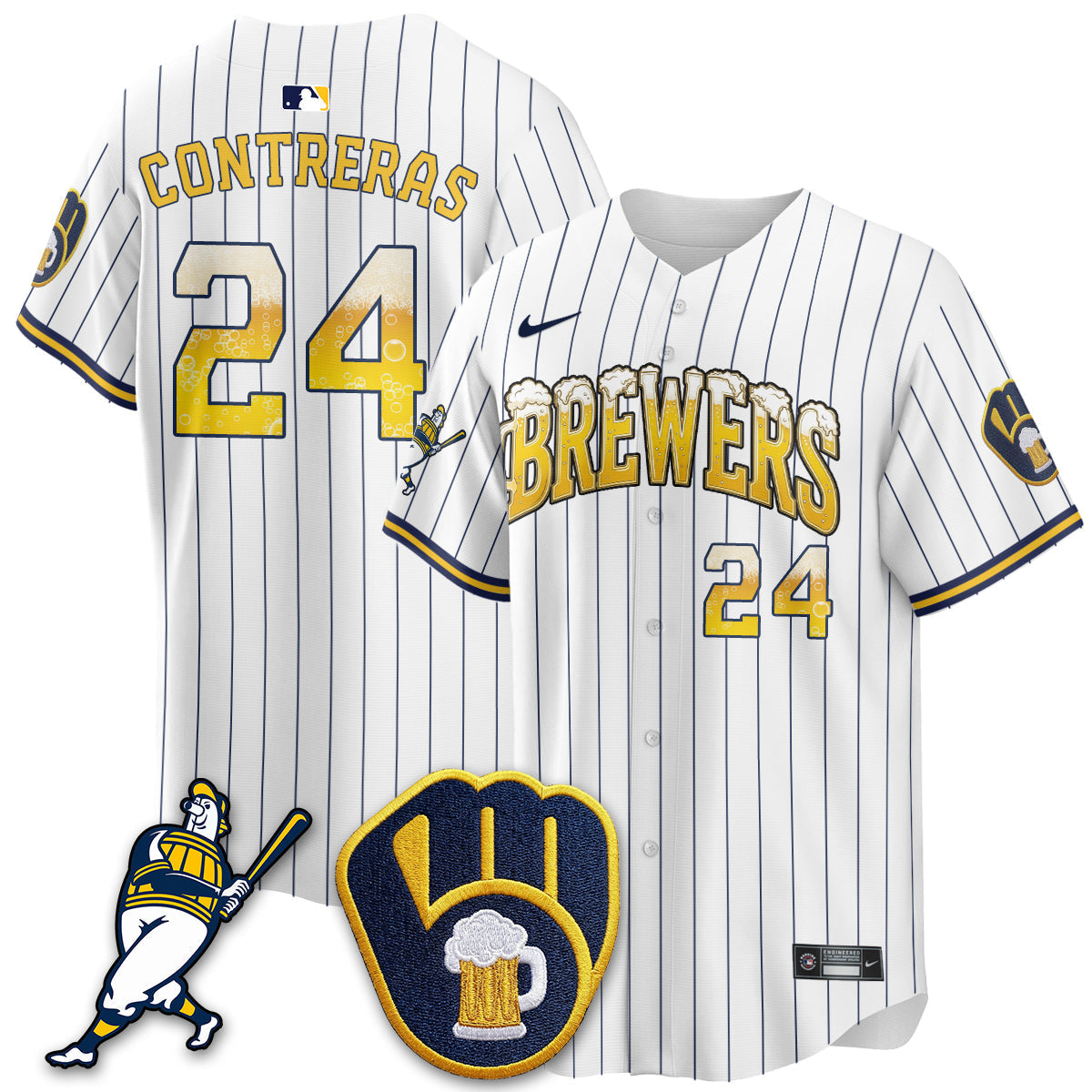 Milwaukee Brewers "Pitcher & Pint" Edition Vapor Limited Jersey - Stitched-Cuztomshoes