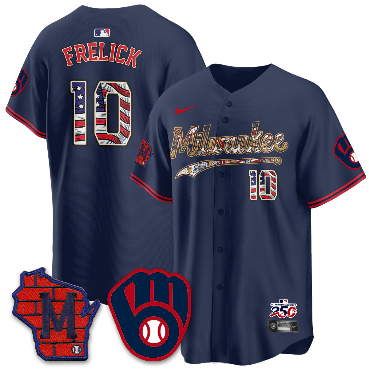 Milwaukee Brewers 2026 Independence Day USA Vapor Limited Jersey - Stitched-Cuztomshoes