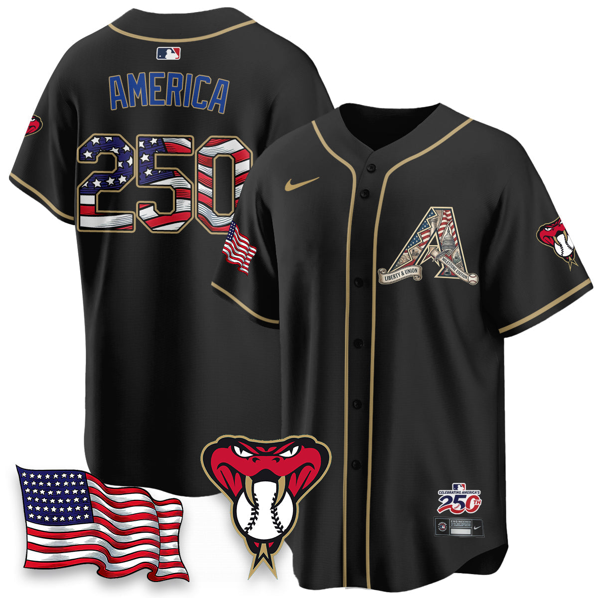 Arizona Diamonbacks 2026 Independence Day USA Vapor Limited Jersey - Stitched-Cuztomshoes