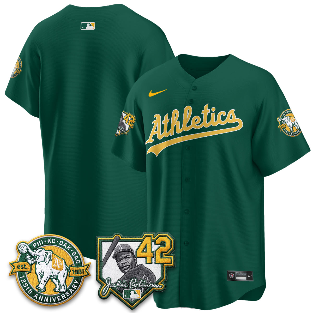 Athletics 2026 Jackie Robinson Day - Celebrating 125 Years Limited Vapor Jersey - Stitched-Cuztomshoes