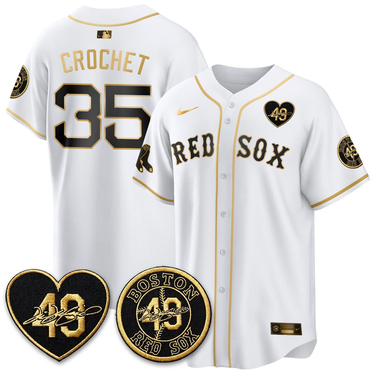 Boston Red Sox Tim Wakefield Memorial Patch Vaper Premier Limited Jersey - Stitched