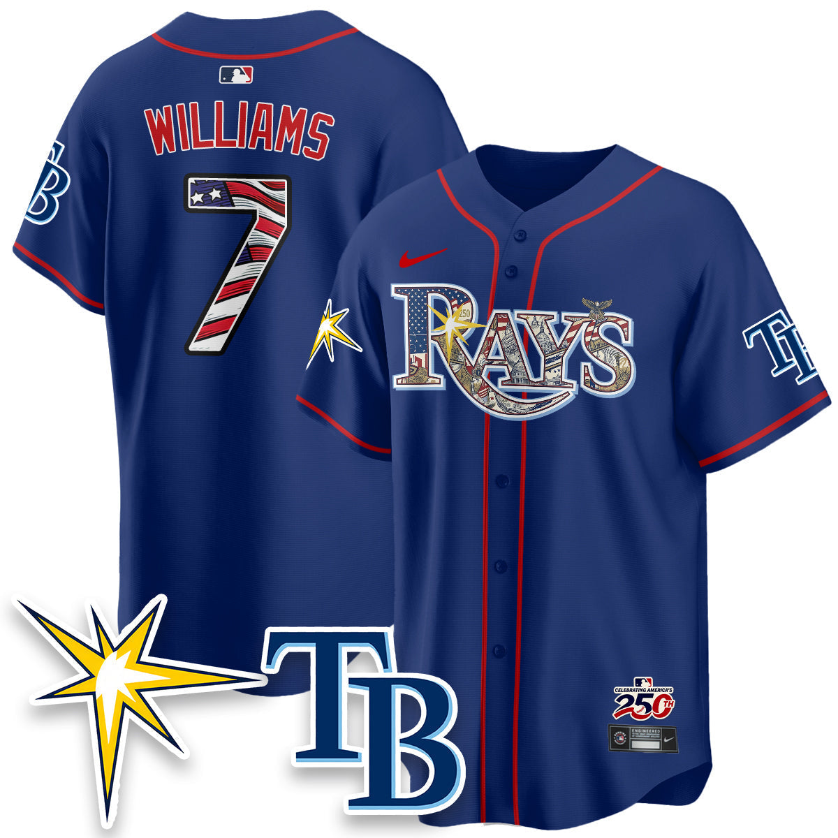 Tampa Bay Rays 2026 Independence Day USA Vapor Limited Jersey - Stitched