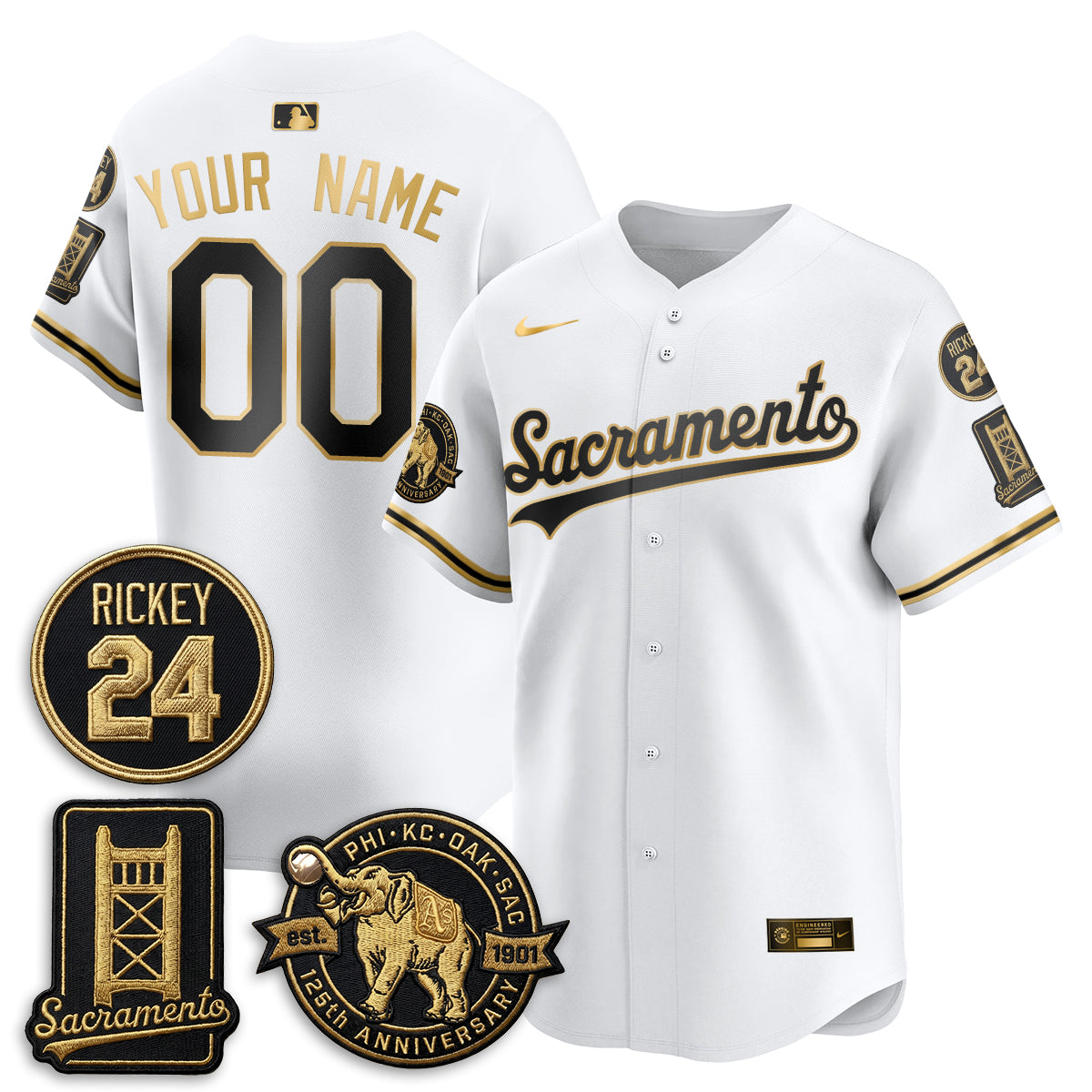 Athletics 2026 Alternate Sacramento 125 Years Limited Vapor Gold Edition Custom Jersey - Stitched-Cuztomshoes