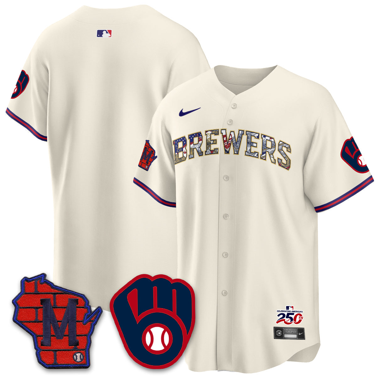 Milwaukee Brewers 2026 Independence Day USA Vapor Limited Jersey - Stitched-Cuztomshoes
