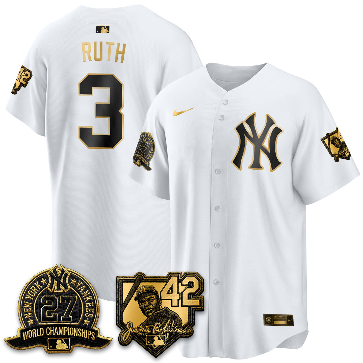 New York Yankees 2026 Jackie Robinson Day Vapor Limited Gold Edition Jersey - Stitched