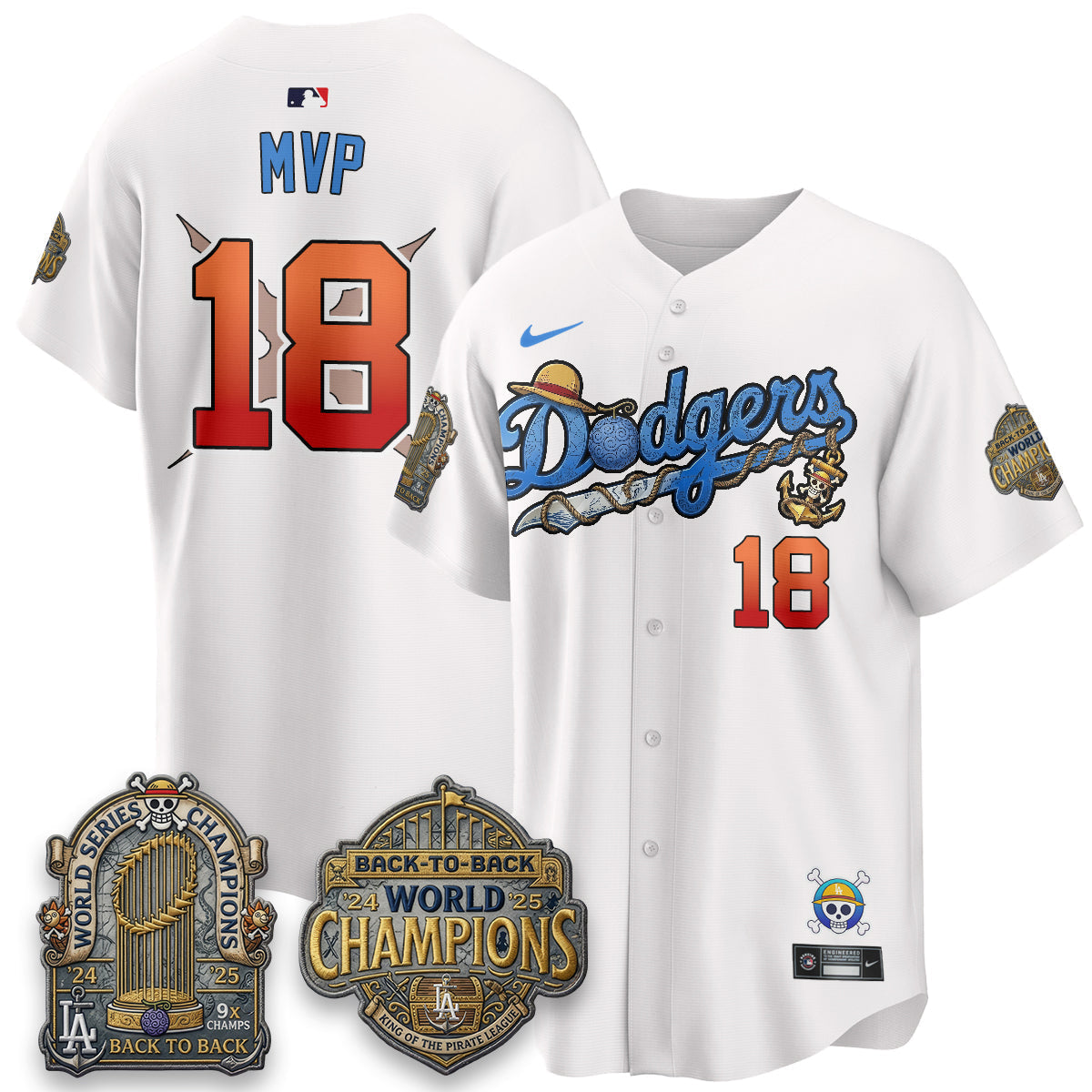 Los Angeles Dodgers x OP Japanese Cartoon Vapor Limited Jersey - Stitched-Cuztomshoes