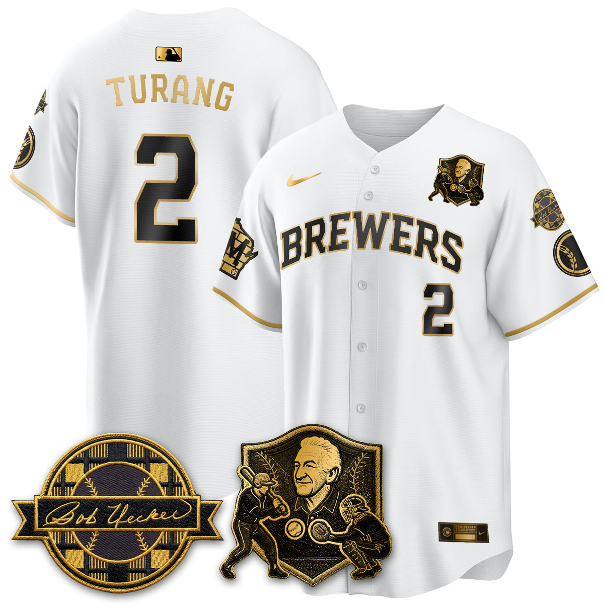 Milwaukee Brewers Bob Uecker - 54 Seasons for Brewers' Vapor Limited Gold Jersey - Stitched