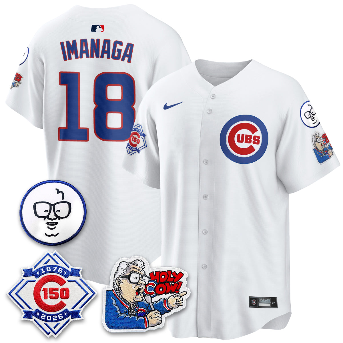 Chicago Cubs 150th Anniversary Harry Caray Holy Cow Vapor Premier Limited Jersey - Stitched V2-Cuztomshoes